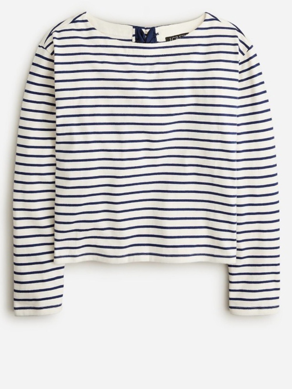 J.CREW Top Women’s XL Boatneck T-shirt with Bows Stripe Mariner 100% Cotton NWT
